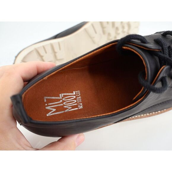 Miz Mooz Wren Loafers Womens 38 7.5 / 8 Black Leather Platform Lug Sole Lace Up - Picture 10 of 11